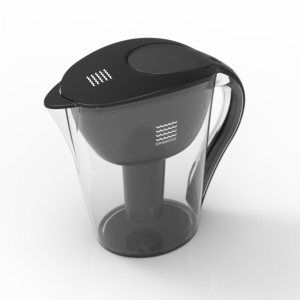 Drinkpod Ultra Premium Alkaline Water Pitcher - 3.5L Pure Healthy Water Ionizer w/3 Alkaline Water Filters - DPPITCHER1XLBLK