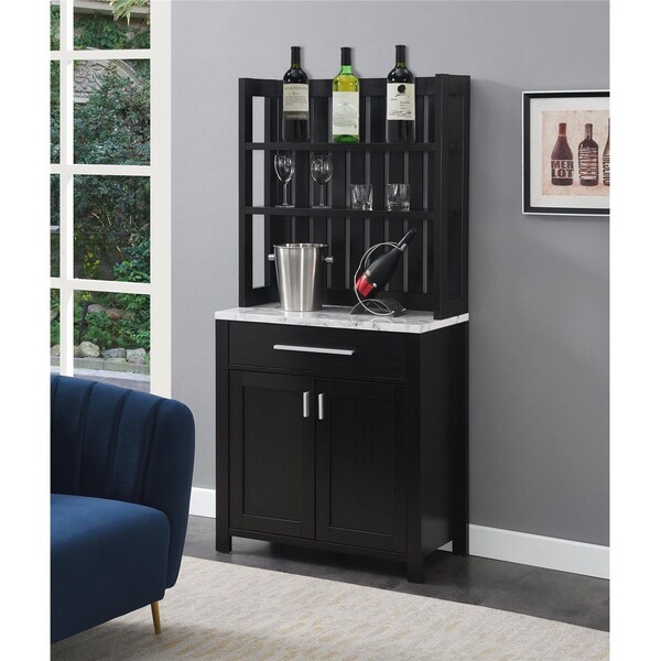 Convenience Concepts Sawyer Wine Bar with Cabinet, Multiple Finishes - 31 x 15.25 x 64 in. - 121315WMES