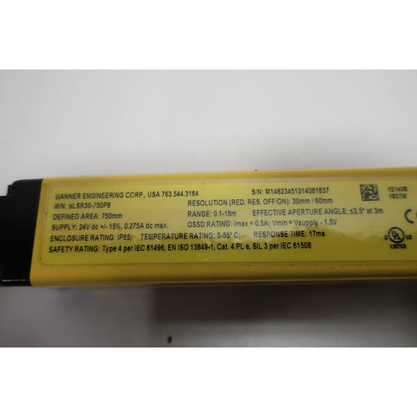 Banner 0.1-18M KIT DE ALCANCE 750MM CORTINA LUMINOSA DE 24V-DC - SLSR30-750P8