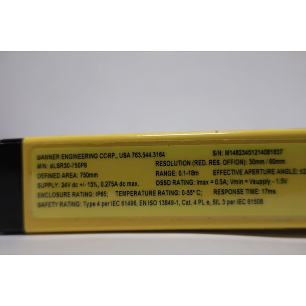 Banner 0.1-18M KIT DE ALCANCE 750MM CORTINA LUMINOSA DE 24V-DC - SLSR30-750P8