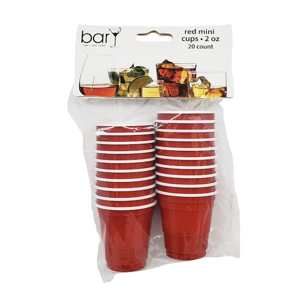 Bary3 BarY3 2 oz Red/White Polypropylene Disposable Shot Glass - BAR-0190