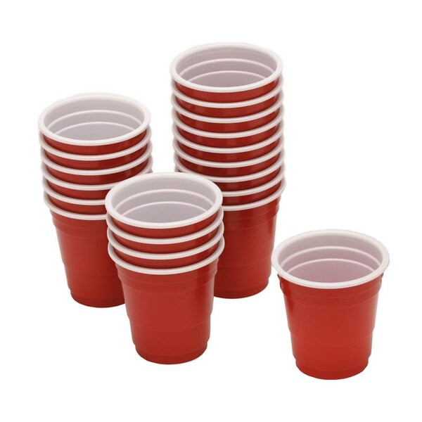 Bary3 BarY3 2 oz Red/White Polypropylene Disposable Shot Glass - BAR-0190