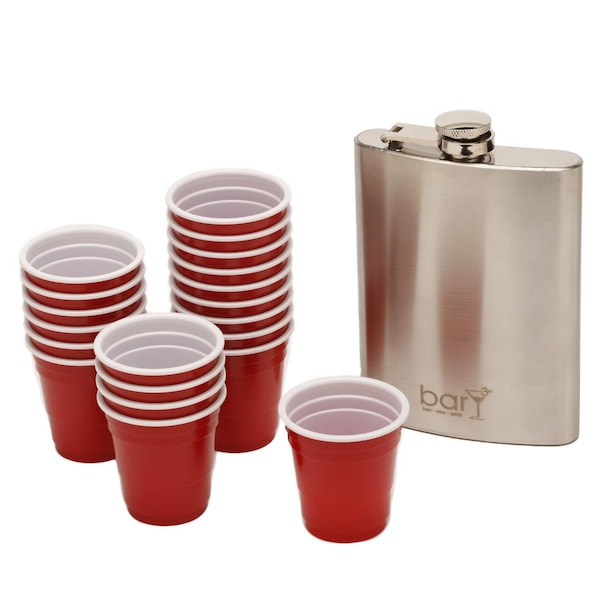 Bary3 BarY3 2 oz Red/White Polypropylene Disposable Shot Glass - BAR-0190