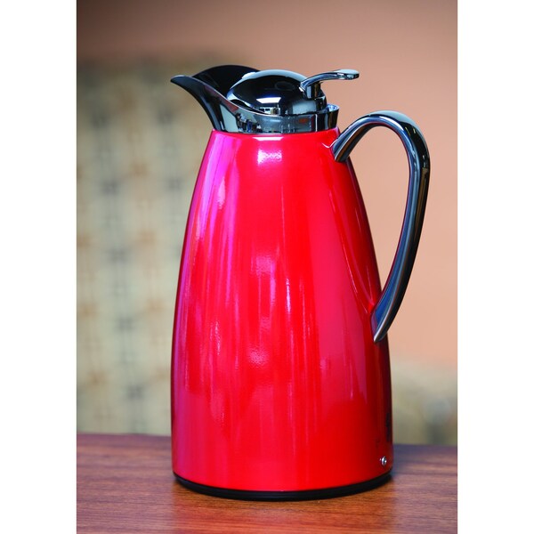 Service Ideas Classy Carafe, Vacuum Insulated Carafe, Stainless Vacuum, 1 Liter, Red - CJZS1RED