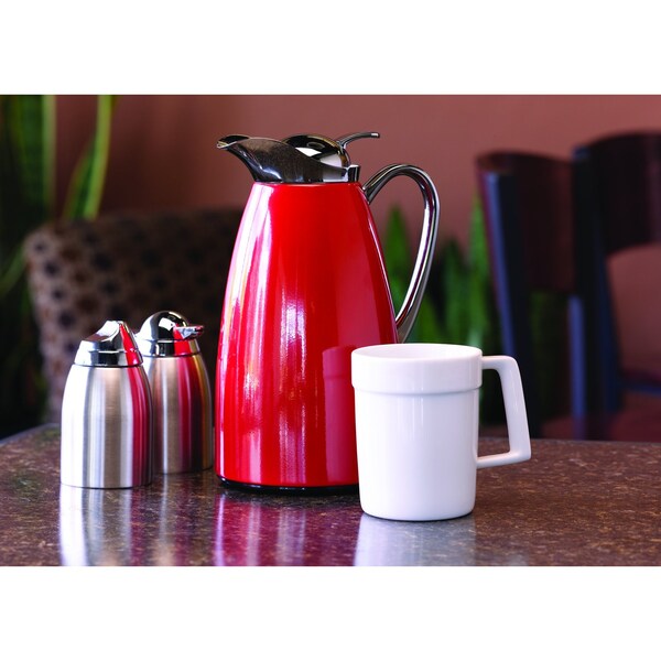 Service Ideas Classy Carafe, Vacuum Insulated Carafe, Stainless Vacuum, 1 Liter, Red - CJZS1RED