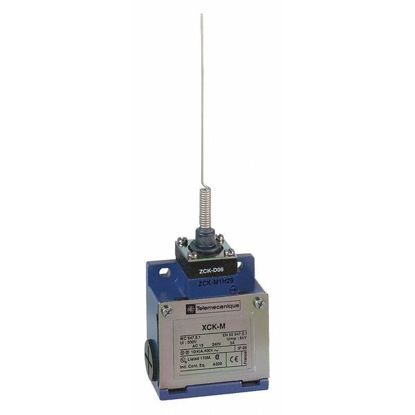 Interruptor de límite Telemecanique Sensors, palanca oscilante, 1NC/1NO, 10A @ 240V AC, Ubicación del actuador: Arriba - XCKM106H7