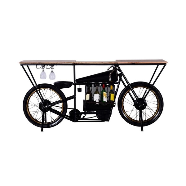 Tarifa 17 x 71 x 35 in. Motorcycle Wine Bar, Black - TA3099680