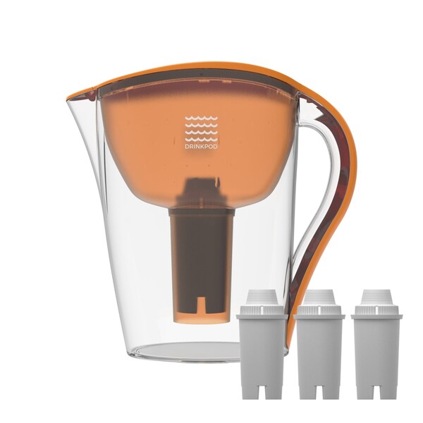 Drinkpod Ultra Premium Alkaline Water Pitcher - 3.5L Pure Healthy Water Ionizer w/3 Alkaline Water Filters - DPPITCHER1XLO