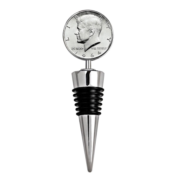 Upm Global 4 x 1.3 in. JFK 1964 First Year of Issue Half Dollar Coin Wine Stopper - 15203
