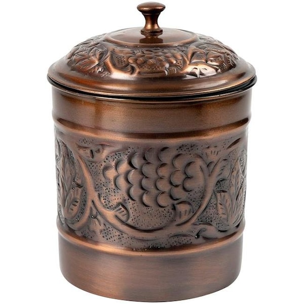 Nusteel Nusteel TG-811AC-1 1 qt. Embossed Antique Copper Canister - TG-811AC-1