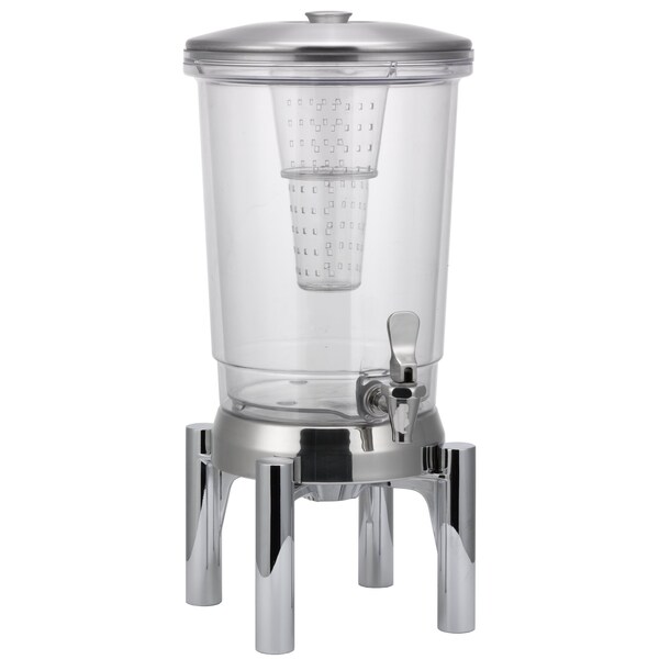 Service Ideas Double Wall Beverage Dispenser, Round Legs, 3 Gallon, Infuser Tube, Stainless Steel - CBDDW3GRN