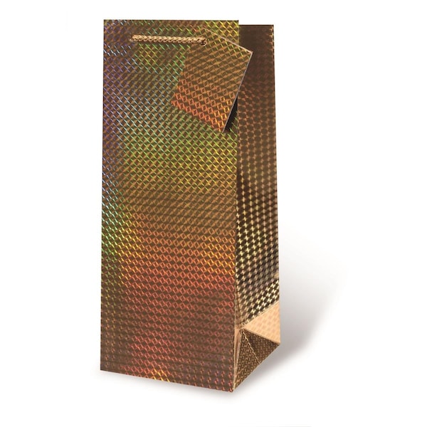Wrap-Art 1.75 Litre Gold Foil Printed paper Bag with Plastic Rope Handle - 17775