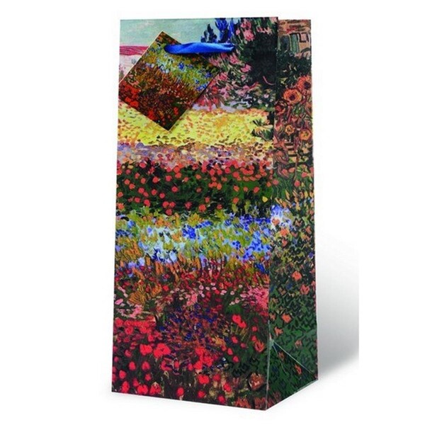 Wrap-Art Van Gogh &amp; Flowering Garden Wine Bottle Gift Bag - 17997
