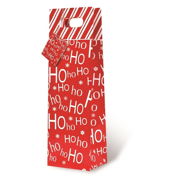 Wrap-Art HoHoHo Printed paper Bag with Plastic Rope Handle - 17625