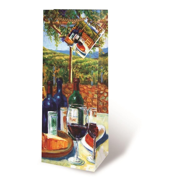 Wrap-Art Wine Trellis Printed paper Bag with Plastic Rope Handle - 17288