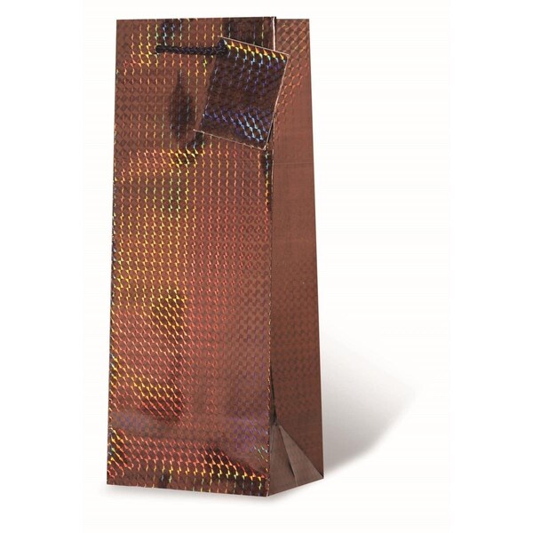 Wrap-Art Bronze Foil Printed paper Bag with Plastic Rope Handle - 17922