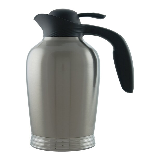 Service Ideas ErgoServ Carafe, 1.5 Liter 50.7 oz., Brushed Stainless/Black - 10-00008-000