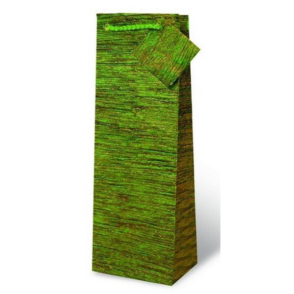 Wrap-Art Green Textured Wine Bottle Gift Bag - 17174