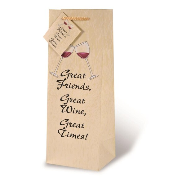 Wrap-Art Great Friends Printed paper Bag with Plastic Rope Handle - 17448