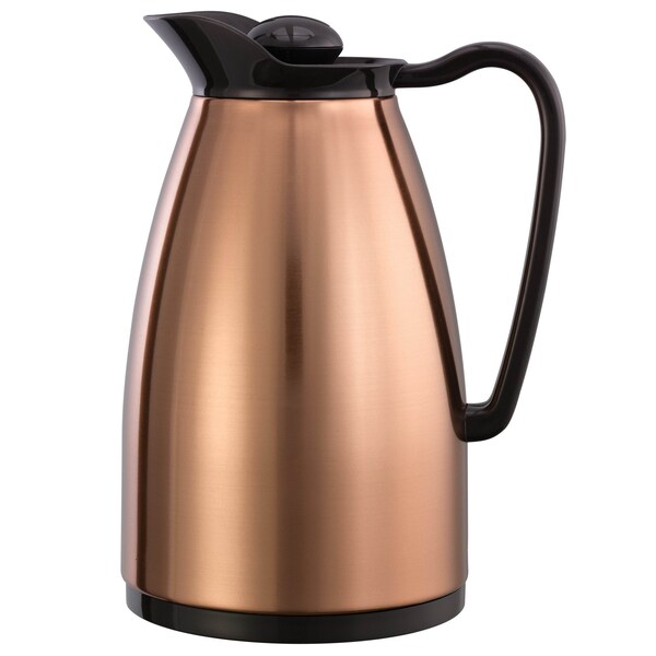 Service Ideas Classic Carafe, Glass Vacuum Insulation, 0.6 Liter, Copper/Black - CGC060CP