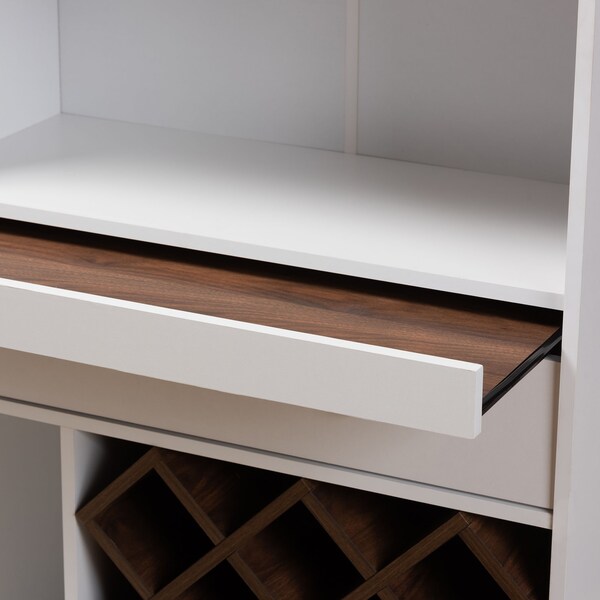 Baxton Studio Serafino Mid-Century Dark Grey and Oak Finished Wood Wine Cabinet - 150-9001