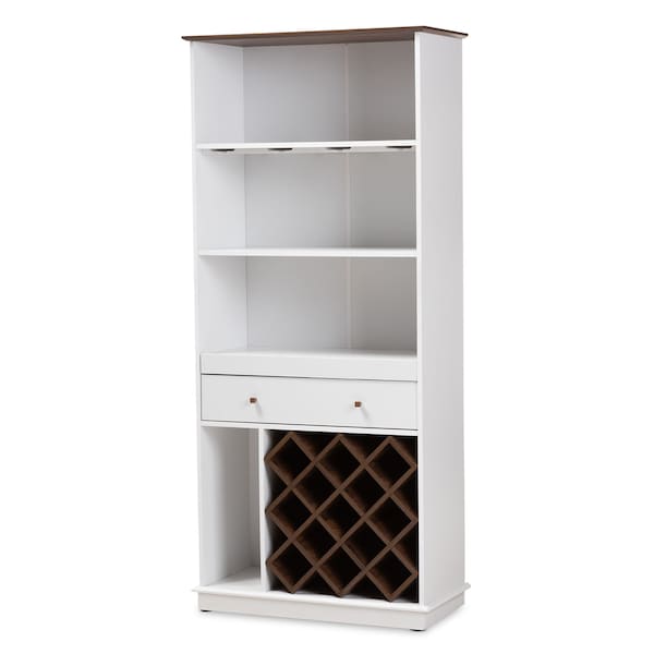 Baxton Studio Serafino Mid-Century Dark Grey and Oak Finished Wood Wine Cabinet - 150-9001