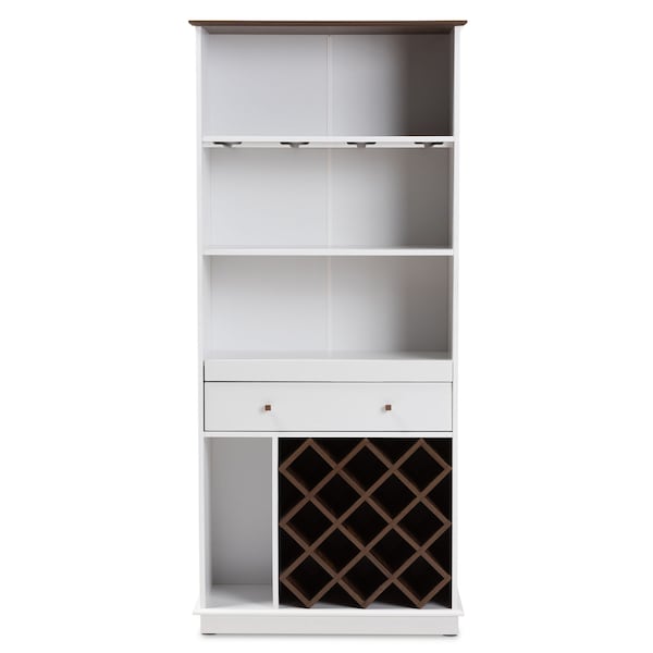 Baxton Studio Serafino Mid-Century Dark Grey and Oak Finished Wood Wine Cabinet - 150-9001