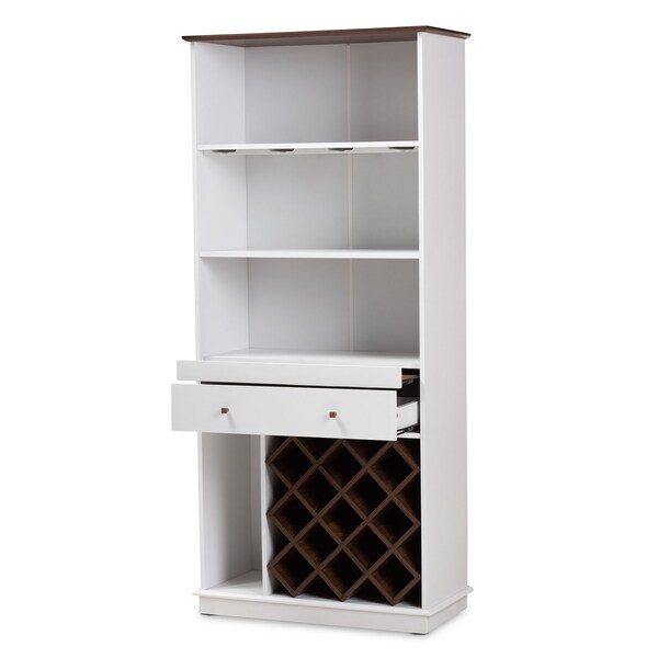 Baxton Studio Serafino Mid-Century Dark Grey and Oak Finished Wood Wine Cabinet - 150-9001