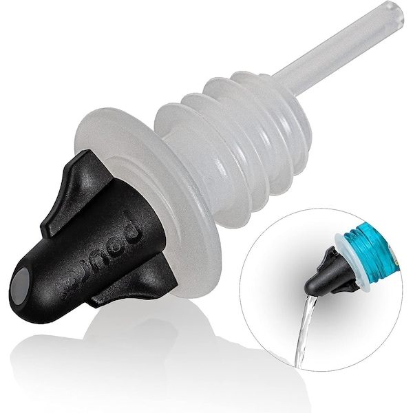 Pouro Liquor and Spirits Bottle Pourer Twist to Open and Pour, Twist to Close and Store, Black, 3PK - 2689