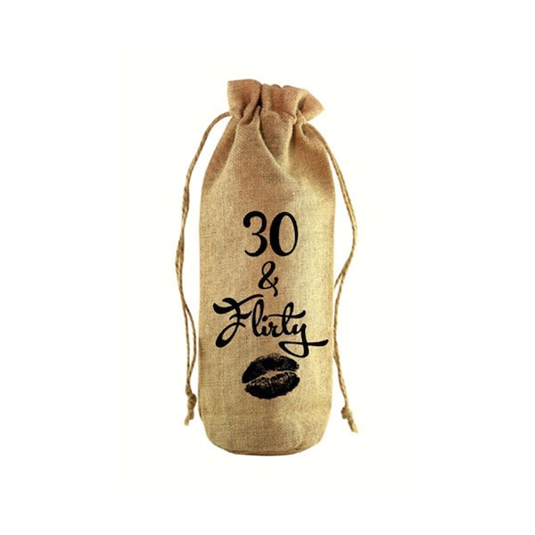 Zees Creations Thirty and Flirty Jute Wine Bottle Sack - JB1001