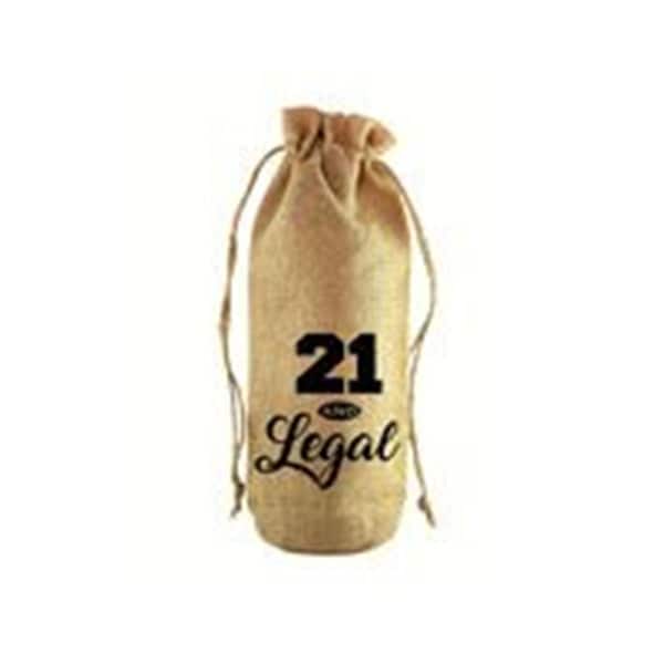 Zees Creations Twenty One & Legal Jute Wine Bottle Sack - JB1004