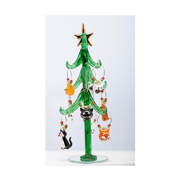 Ls Arts LS Arts Tree With 9 Wine Charm Ornaments, Cat - Green - XM-1091