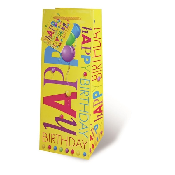 Wrap-Art Happy Birthday Printed paper Bag with Plastic Rope Handle - 17208