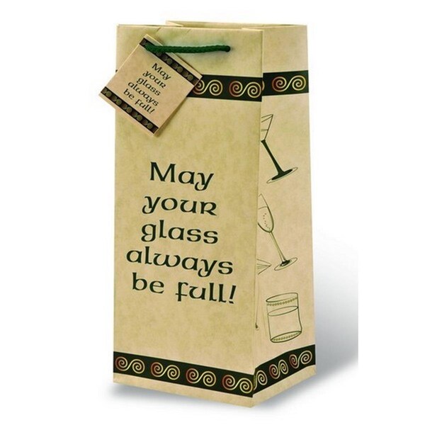 Wrap-Art May Your Glass Be Full Wine Bottle Gift Bag - 17502