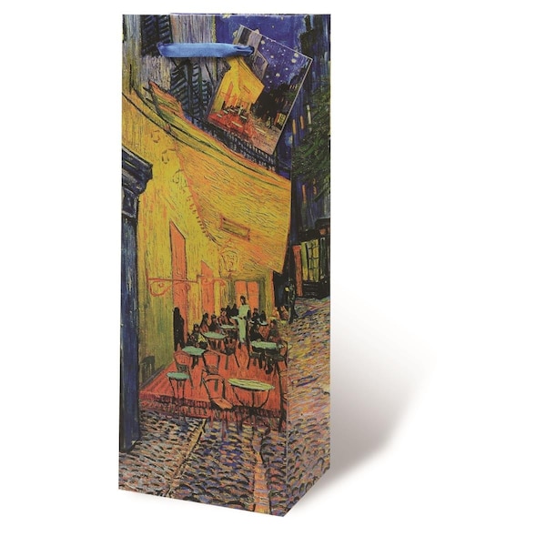 Wrap-Art Van Gogh - Cafe Terrace Printed paper Bag with Plastic Rope Handle - 17882