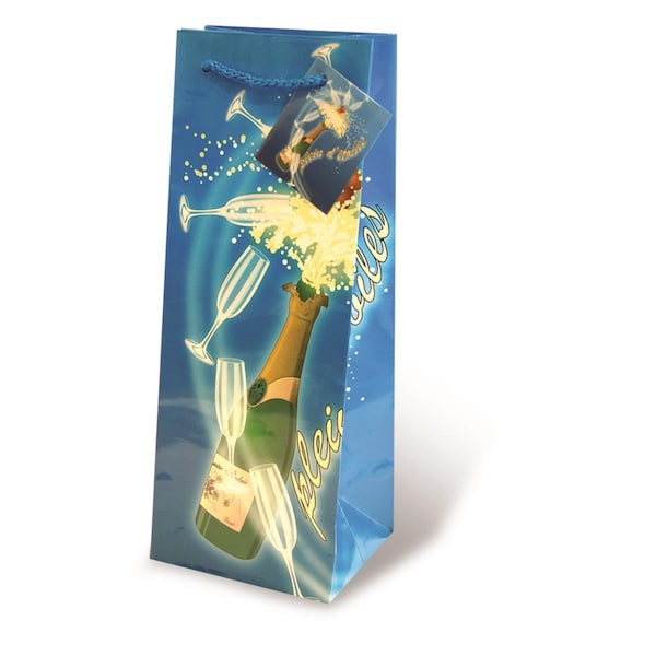 Wrap-Art Champagne Stars paper Bag with Plastic Rope Handle - 17087