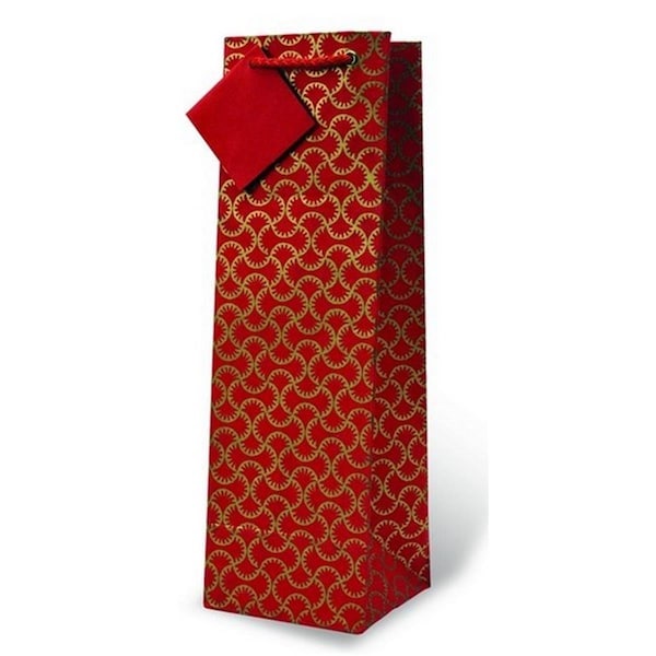 Wrap-Art Swivel Wine Bottle Gift Bag Red &amp; Gold - 17688
