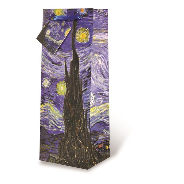 Wrap-Art Van Gogh - Starry Night Printed paper Bag with Plastic Rope Handle - 17530