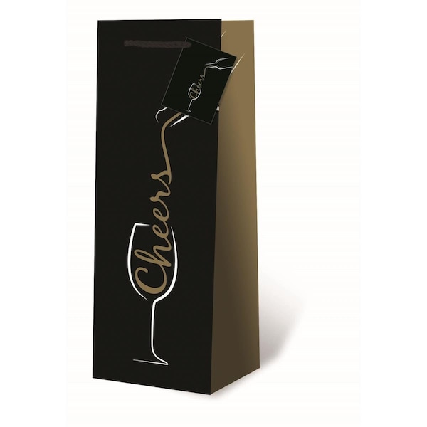 Wrap-Art Pour Some Cheer Printed paper Bag with Plastic Rope Handle Gold - 17783