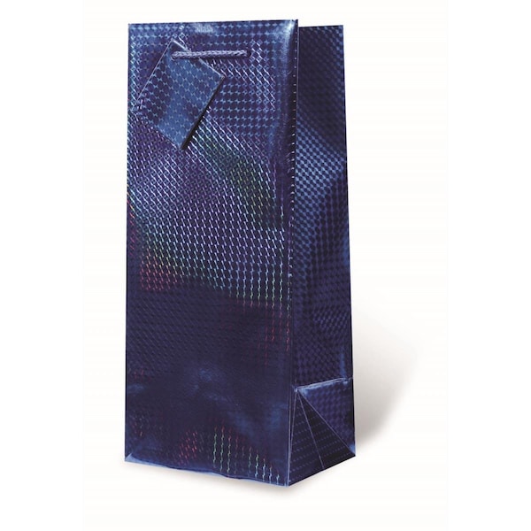 Wrap-Art 1.75 Litre Blue Foil Printed paper Bag with Plastic Rope Handle - 17777