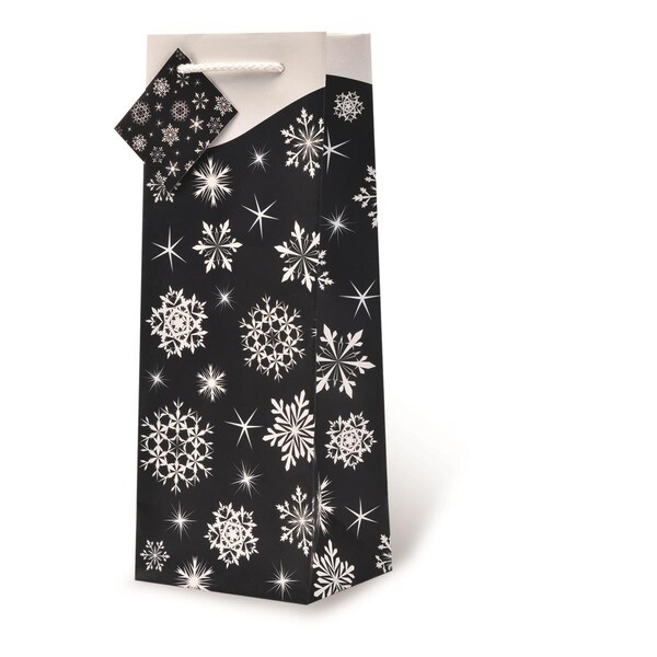 Wrap-Art Its Snowing Printed paper Bag with Plastic Rope Handle - 17584