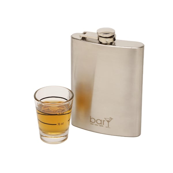 Bary3 BarY3 8 oz Silver Stainless Steel Flask - BAR-0137