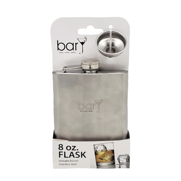 Bary3 BarY3 8 oz Silver Stainless Steel Flask - BAR-0137