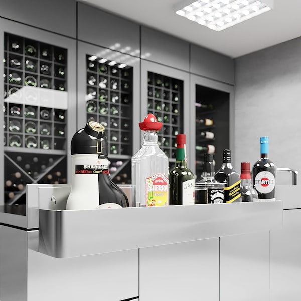 Amgood 36 in. Single Tier Stainless Steel Speed Rail Rack for Commercial Bars - SR-36-Z