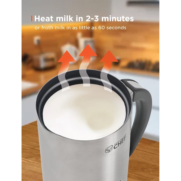 Commercial Chef Milk Frother, Electric Milk Steamer Stainless Steel, Automatic Hot and Cold Milk Frother Warmer - CHMF08S