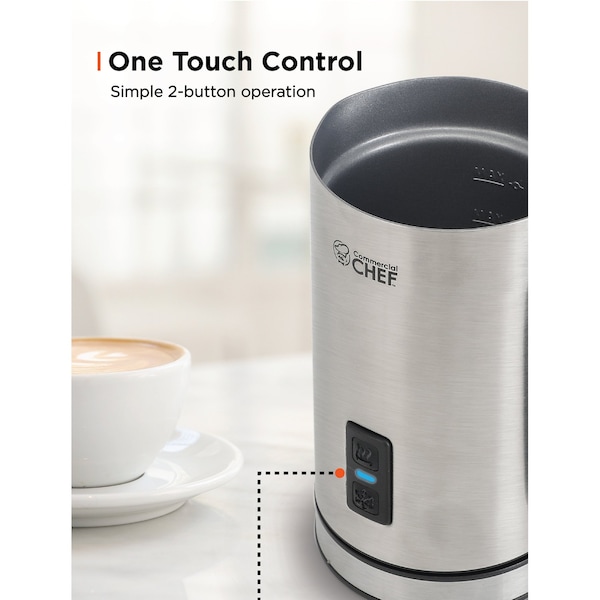 Commercial Chef Milk Frother, Electric Milk Steamer Stainless Steel, Automatic Hot and Cold Milk Frother Warmer - CHMF08S