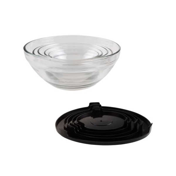 Hastings Home 10-piece Glass Food Storage Containers with Snap Lids, Bowl Sizes for Storage, Mixing, Serving (Black) - 279676CSS