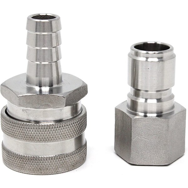 Concord 304 Stainless Steel Quick Disconnect Barb Hose w/ FPT Set - PF-QD-BRF-MFNPT