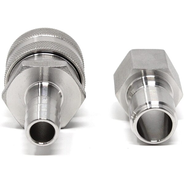 Concord 304 Stainless Steel Quick Disconnect Barb Hose w/ FPT Set - PF-QD-BRF-MFNPT