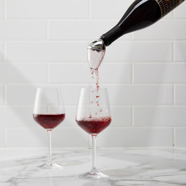Houdini Houdini Deluxe 16 oz Silver Chrome Aerating Wine Pourer - W9112